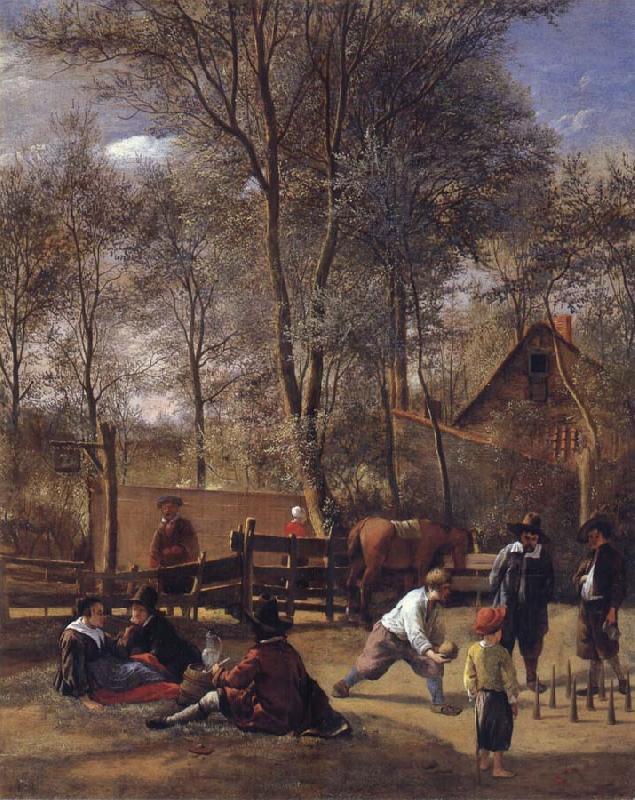 Jan Steen Skittle players outside an inn France oil painting art